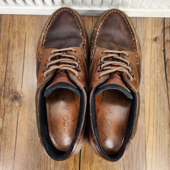 ECCO Track 25 Low GTX Mens Sz 14 Brown Leather Waterproof Gore-Tex Hiking Shoes - Picture 6 of 9